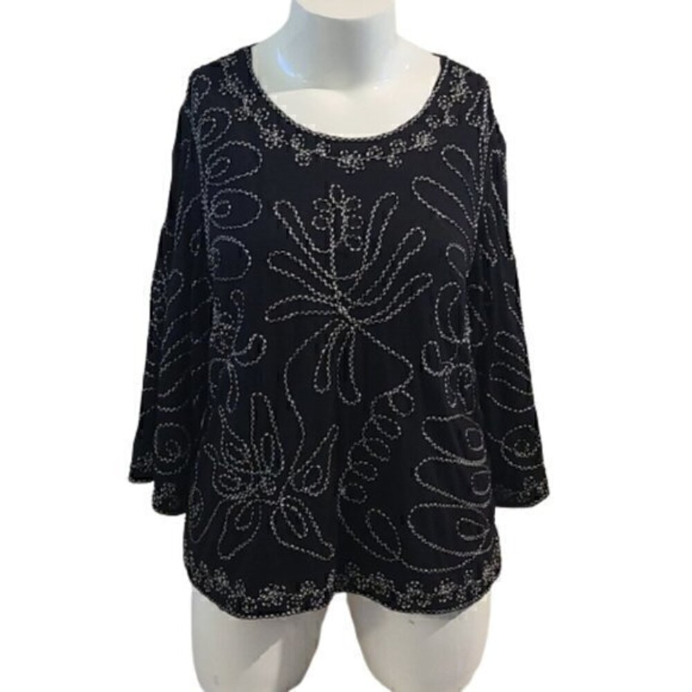 [Carole Little] 3/4 Sleeve Top - Size 2X